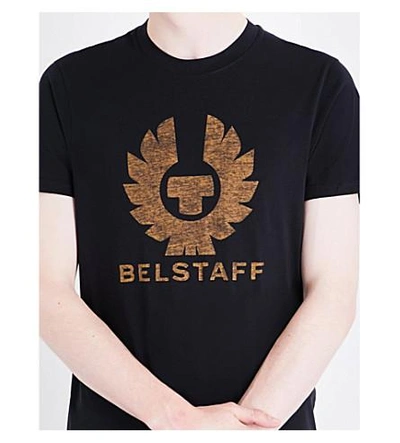 Shop Belstaff Logo-print Cotton-jersey T-shirt In Black