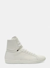 SAINT LAURENT Men’s SL/01H High-Top Court Sneakers in White