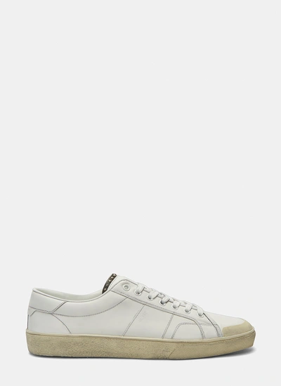 Saint Laurent Men's Sl/37 Studded Low-top Distressed Sneakers In White