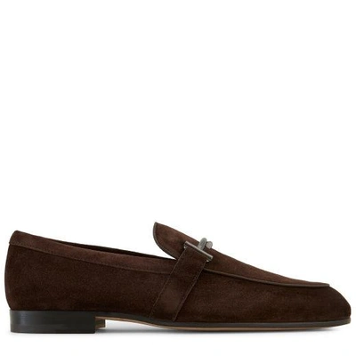 Shop Tod's Loafer In Suede In Brown