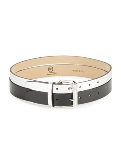 Mcq By Alexander Mcqueen Leather Colorblock Belt In Black