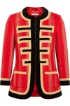 GIVENCHY Velvet-trimmed jacket in red and gold tweed
