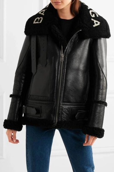 Shop Balenciaga Le Bombardier Oversized Shearling Jacket