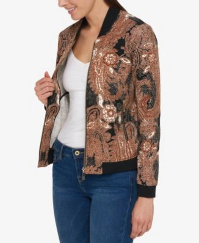 Tommy Hilfiger Printed Bomber Jacket, Created For Macy's In Tortoise Shell Multi