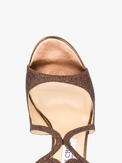 Shop Jimmy Choo Bronze Paloma Lang 110 Glitter Sandals In Brown