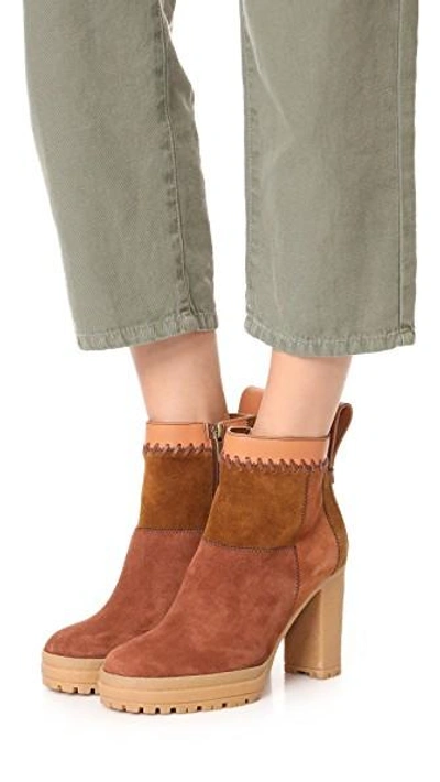 Shop See By Chloé Polina Patchwork Booties In Natural