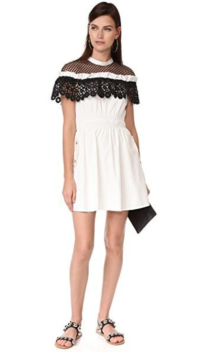 Shop Self-portrait Hudson Mini Dress In Black/white