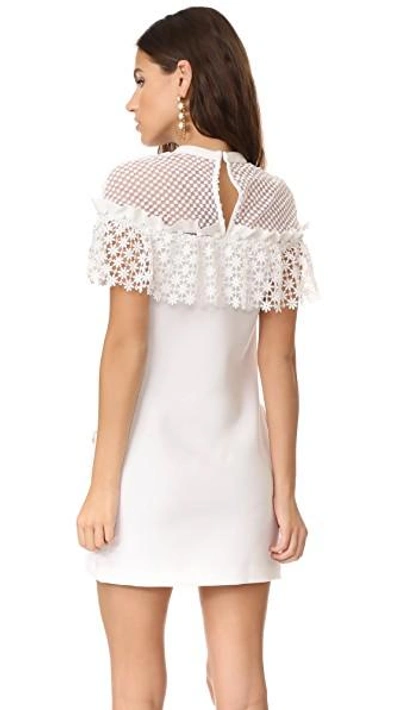 Shop Self-portrait Mixed Floral Frill Mini Dress In White