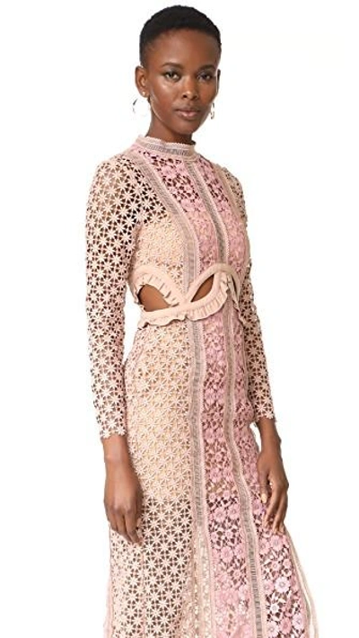 Shop Self-portrait Payne Cutout Maxi Dress In Blush