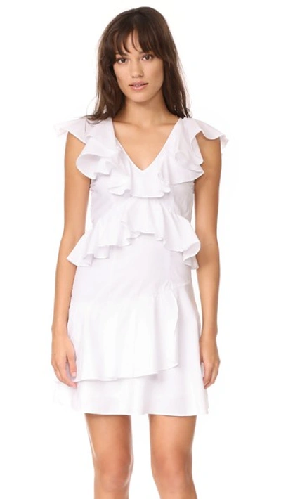 Mlm Label Charm Poplin Ruffle Dress In White