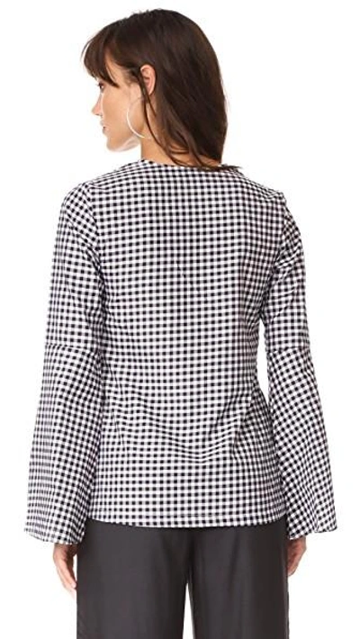Shop Mlm Label Flare Sleeve Top In Black/white Gingham