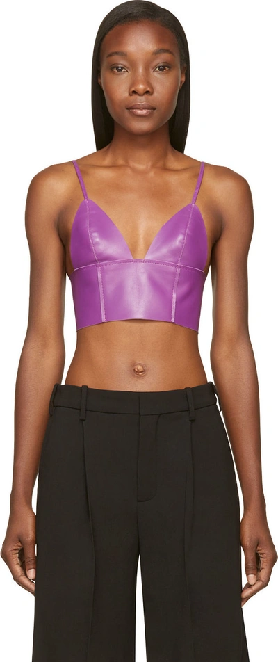 Alexander Wang T Purple Lether Raw-edged Triangle Bralette