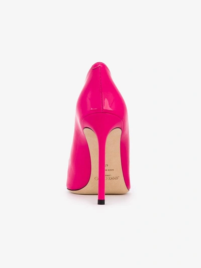 Shop Jimmy Choo Hot Pink Romy 100 Patent Leather Pumps In Pink/purple