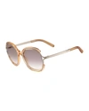 CHLOÉ JAYME GRADIENT ROUNDED SQUARE SUNGLASSES, PEACH