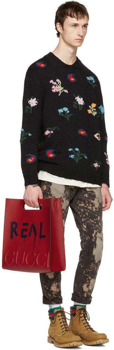Shop Gucci Black Embroidered Sweater