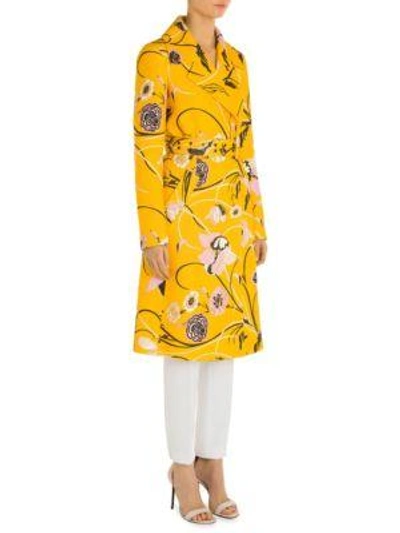 Shop Emilio Pucci Floral Wool And Silk Coat In Yellow
