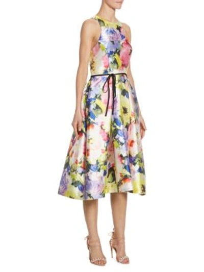 Monique Lhuillier Sleeveless Structured Dress In Pastel Multi