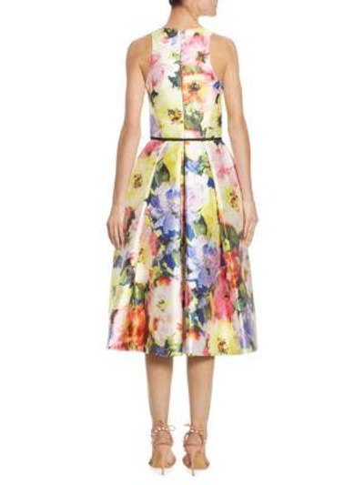 Shop Monique Lhuillier Floral Printed Dress In Pastel Multi
