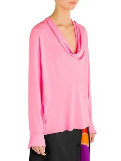 Shop Emilio Pucci Cowlneck Silk Top In Pink