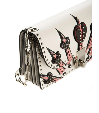 Shop Valentino White Embroidered & Studded Shoulder Bag In White Multi