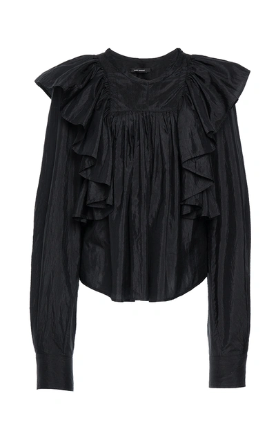 Shop Isabel Marant Arlington Ruffled Blouse In Black