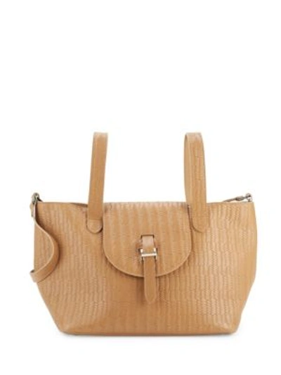 Meli Melo Basket-weave Leather Handbag In Light Brown