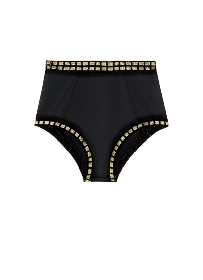 Shop Kiini 'chacha' Metallic Crochet Trim High Waist Bikini Bottoms