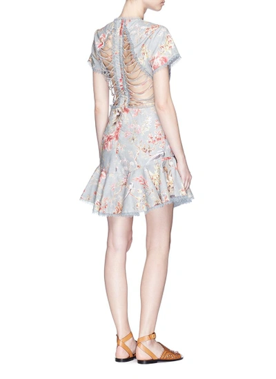 Shop Zimmermann 'mercer Flutter' Cutout Back Floral Print Dress
