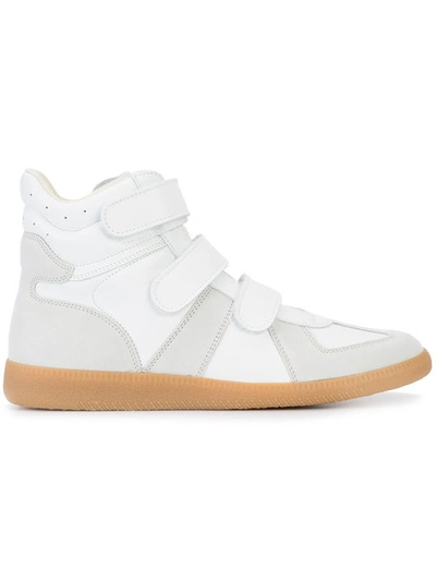 Maison Margiela Men's Triple-strap Leather & Suede High-top Sneakers, White In Amber & White