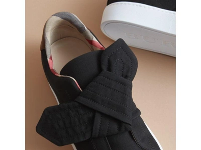 Shop Burberry Trench Knot Cotton Gabardine Sneakers In Black