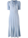 Dolce & Gabbana Short-sleeved Fluted-hem Cady Dress In Light Blue