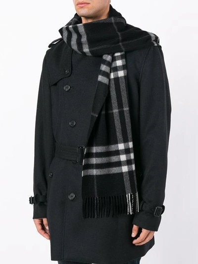 Shop Burberry The Classic Check Cashmere Scarf In Black