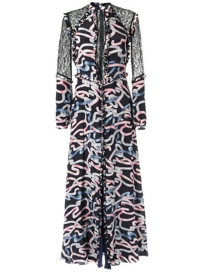 Olympiah Lace Panelled Gown In Blue