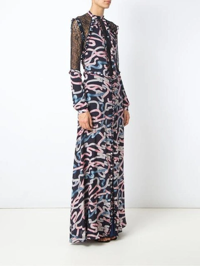 Olympiah Lace Panelled Gown In Blue