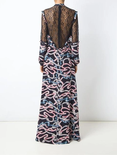 Olympiah Lace Panelled Gown In Blue