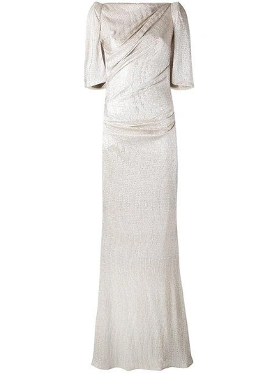 Shop Talbot Runhof Lobata Metallic-effect Gown In Neutrals