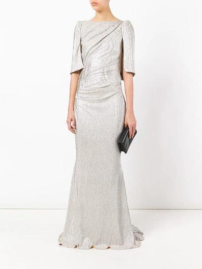 Shop Talbot Runhof Lobata Metallic-effect Gown In Neutrals