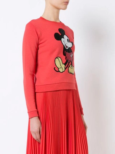 Shop Marc Jacobs Mickey Mouse Embroidered Sweater In 600 Red