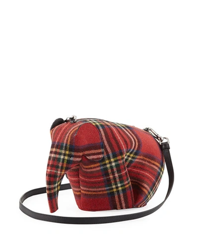 Loewe T Tartan Wool Pouch Bag, Black