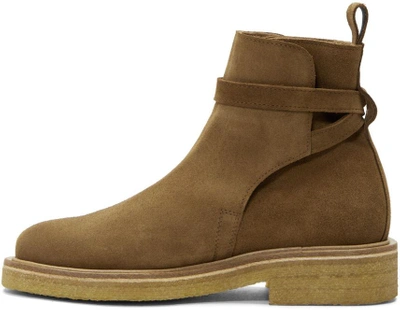 Shop Ami Alexandre Mattiussi Brown Suede Strap Boots In 282 Tabac