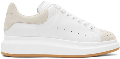 Alexander Mcqueen Larry Exaggerated-sole Leather And Perforated Suede Sneakers In White