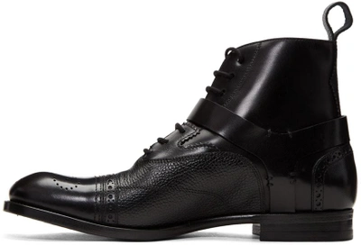 Shop Alexander Mcqueen Black Buckle Brogue Boots