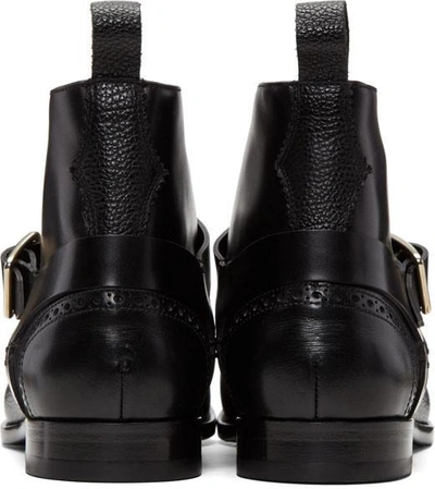 Shop Alexander Mcqueen Black Buckle Brogue Boots