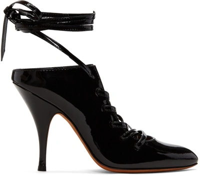 Givenchy Lace-up Patent-leather Mules In Black