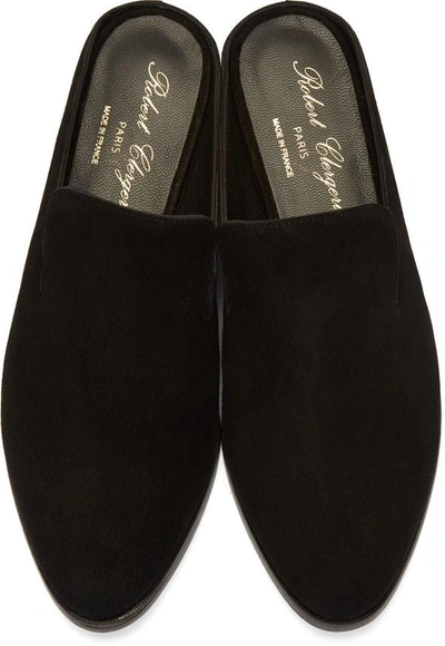 Shop Robert Clergerie Black Suede Alice Slip-on Loafers