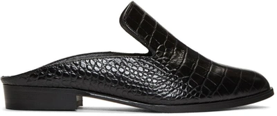 Shop Robert Clergerie Black Croc-embossed Alice Slip-on Loafers