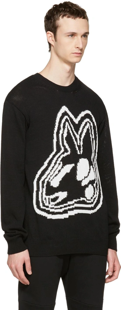 Shop Mcq By Alexander Mcqueen Black Intarsia Bunny Sweater