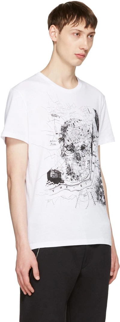 Shop Alexander Mcqueen White London Map T-shirt In 0900 - White/black