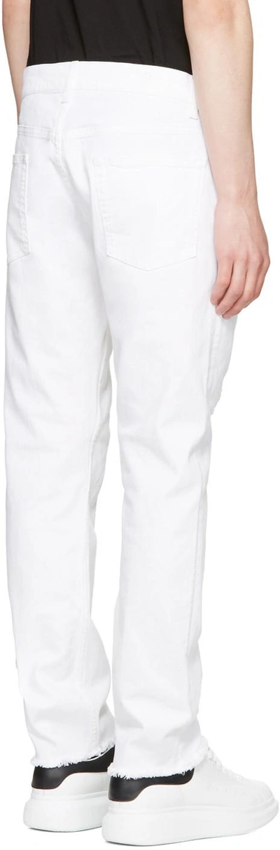Shop Alexander Mcqueen White Distressed Jeans In 9001 - White Stonewa