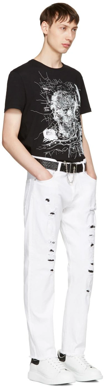 Shop Alexander Mcqueen White Distressed Jeans In 9001 - White Stonewa